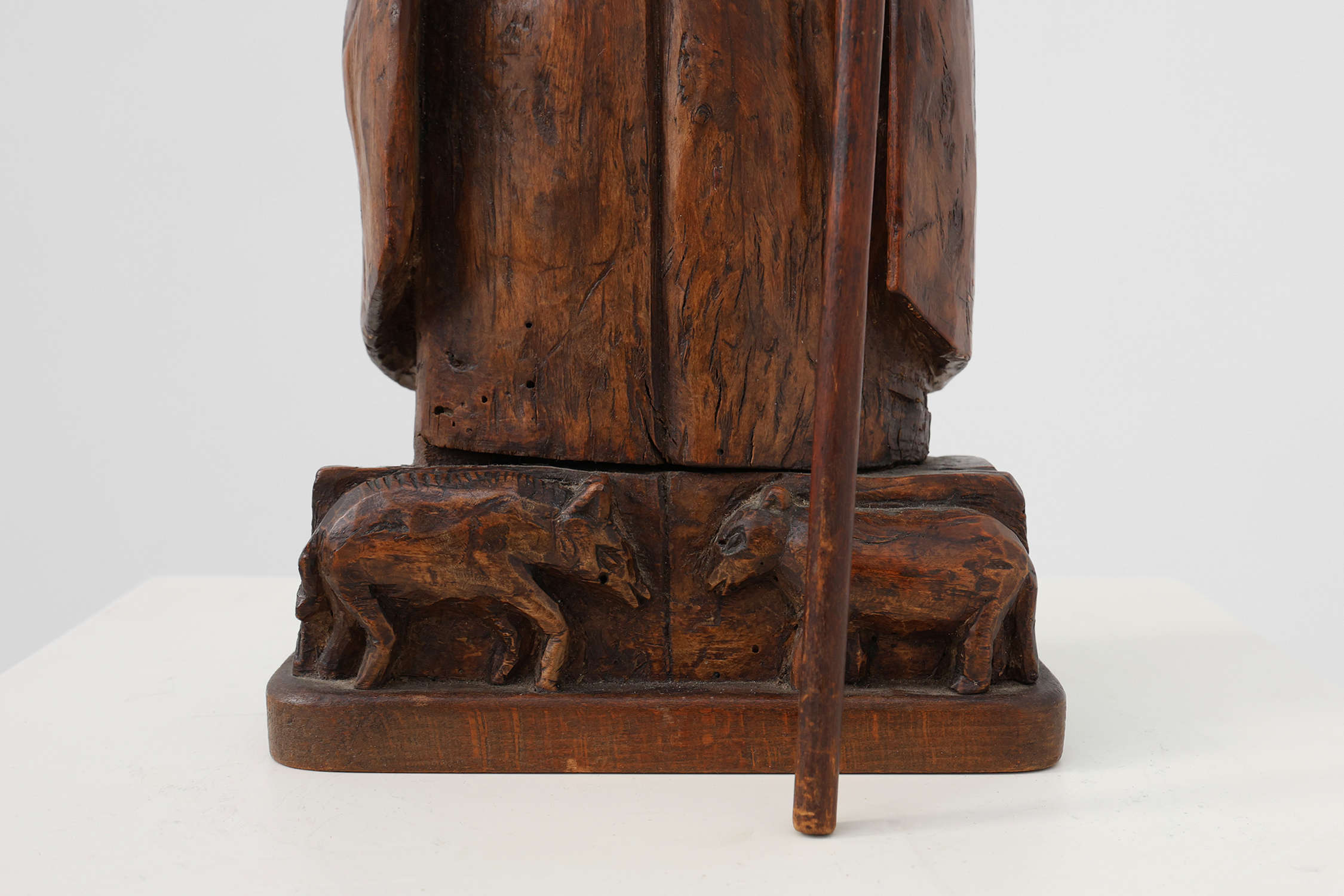 Carved Wooden Sint-Cornelius Figure with Papal Tiara and Triple Cross Staff, 18th centurythumbnail
